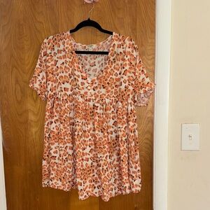 Umgee Orange Leopard Print Blouse/Short Dress